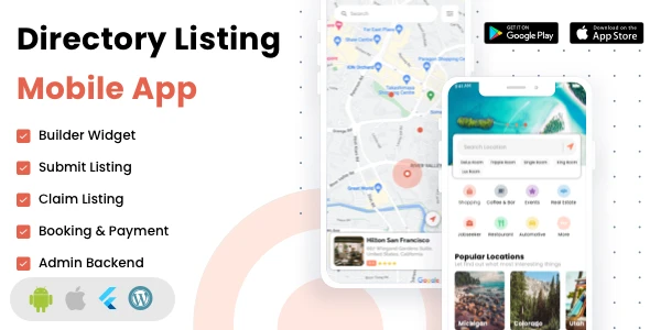 Listar FluxPro – mobile directory listing – claim listing – booking and payment